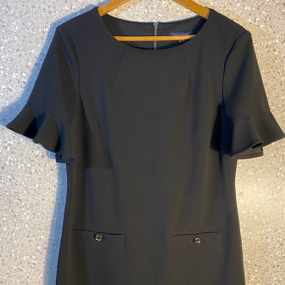 Tommy Hilfiger Black Ruffle Sleeve Mini Dress